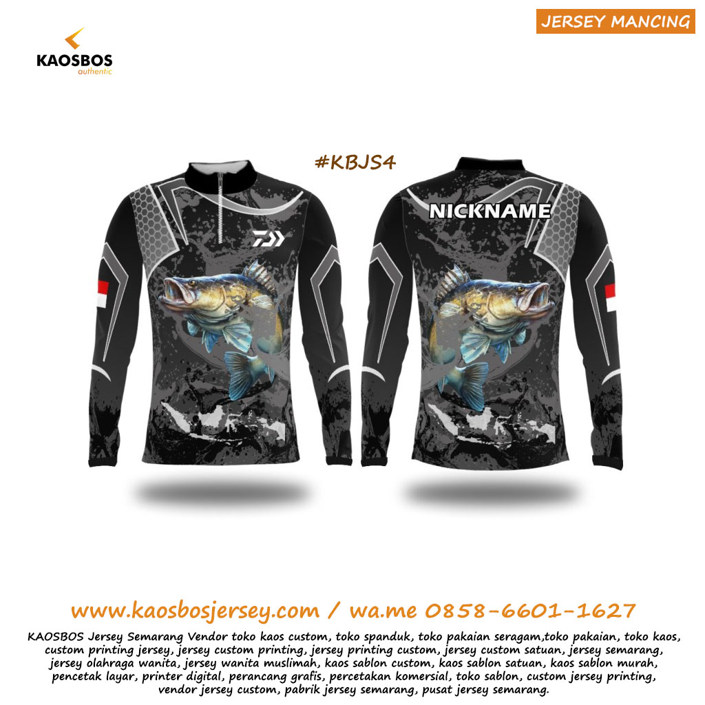 Baju Angler Barramundi Hitam KAOSBOS Jersey 1