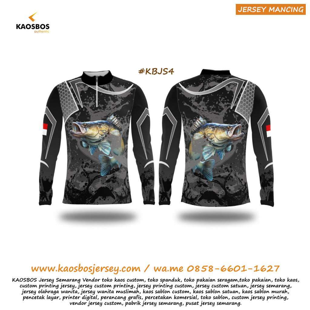 Baju Angler Barramundi Hitam KAOSBOS Jersey 2