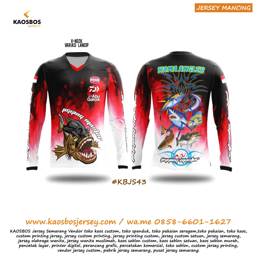 Jersey Mancing Jigging Master Merah KAOSBOS Jersey