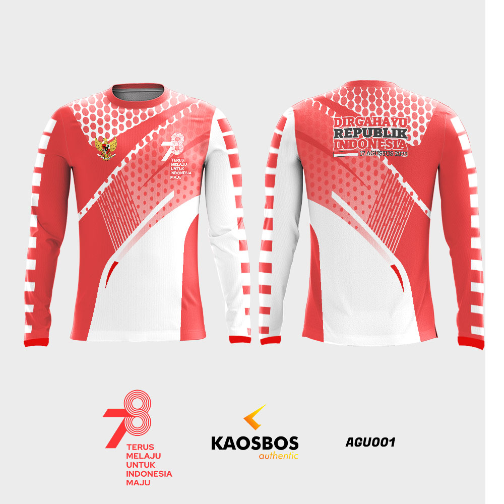 JERSEY MERAH PUTIH HUT RI 78 AGUSTUS 2023 PANJANG O-NECK AGU001
