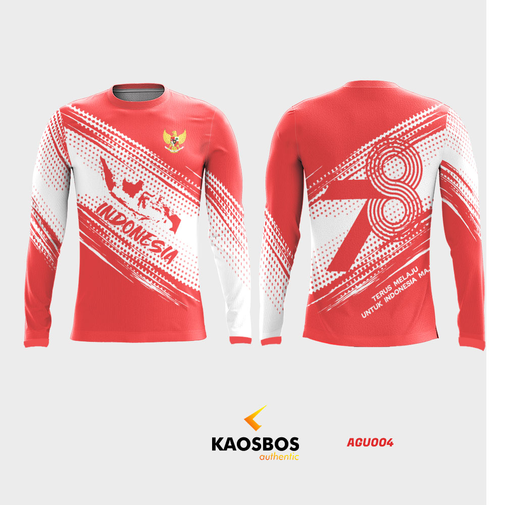 JERSEY MERAH PUTIH HUT RI 78 AGUSTUSAN 2023 PANJANG O-NECK AGU004